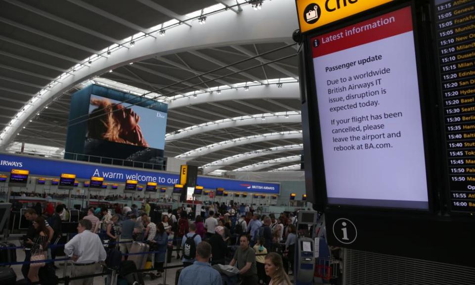 A display at Heathrow warns passengers to expect delays.