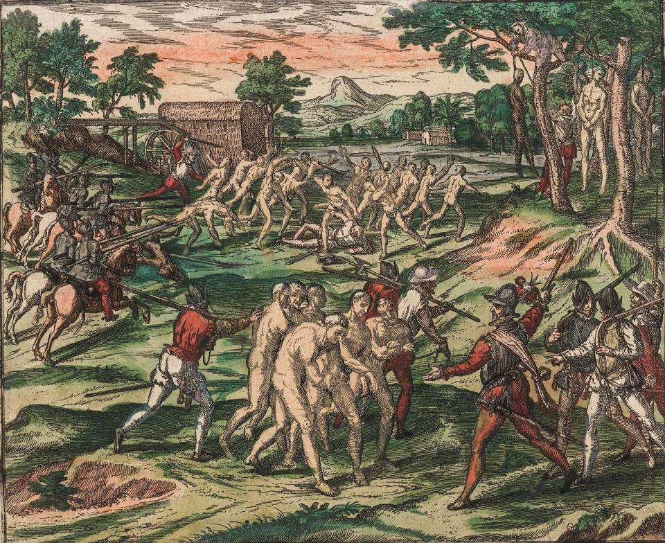 Slaves Attempt To Overcome Their Spanish Owners (Theodor de Bry / Heritage Images/Getty Images)