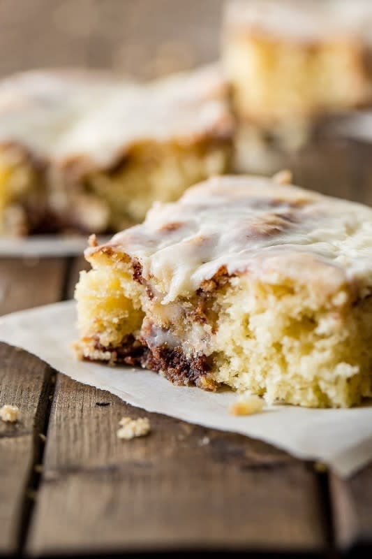 <p>This cake will be your new obsession.</p><p><strong>Get the recipe:</strong><a href="https://ohsweetbasil.com/cinnabon-cinnamon-roll-sheet-cake-recipe/" rel="nofollow noopener" target="_blank" data-ylk="slk:Cinnabon Cinnamon Roll Sheet Cake;elm:context_link;itc:0;sec:content-canvas" class="link rapid-noclick-resp">Cinnabon Cinnamon Roll Sheet Cake</a></p>