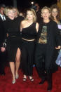 What a posse of blonde fierceness! Flanked by Sharon Stone and Ellen DeGeneres, all head to toe in black.