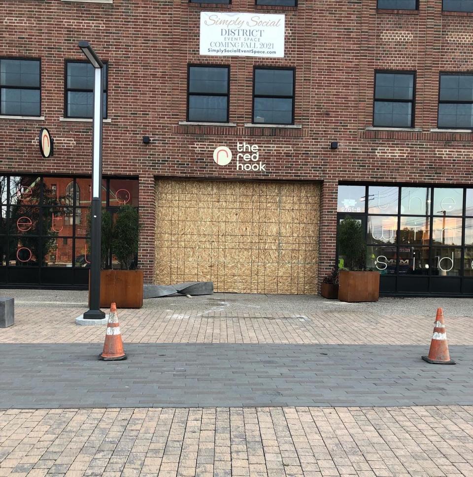 The Red Hook Greenway coffee shop is boarded.