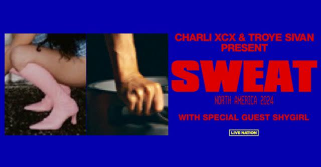 <p>Live Nation</p> Charli XCX and Troye Sivan's Sweat tour poster