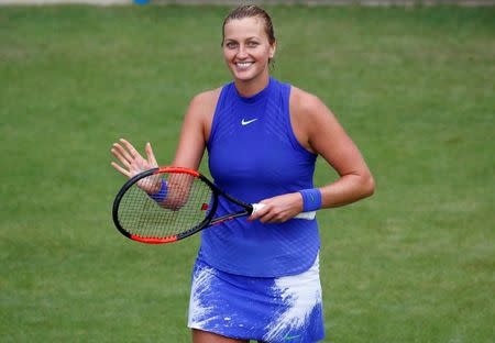 Tennis - WTA Premier - Aegon Classic - Edgbaston Priory Club, Birmingham, Britain - June 23, 2017 Czech Republic's Petra Kvitova celebrates winning her quarter final match against France's Kristina Mladenovic Action Images via Reuters/Peter Cziborra