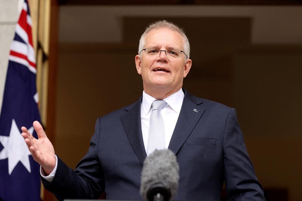 Australian Prime Minister Scott Morrison speaks to the media conference.