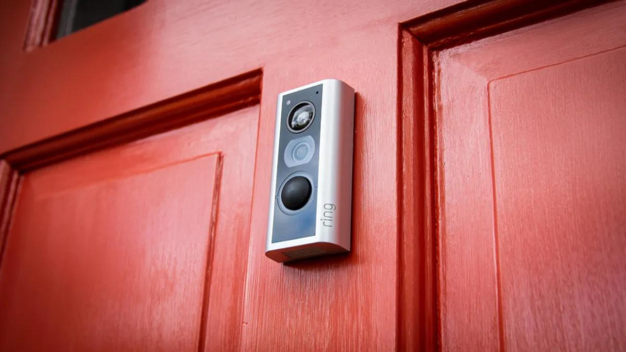  red door with ring doorbell 