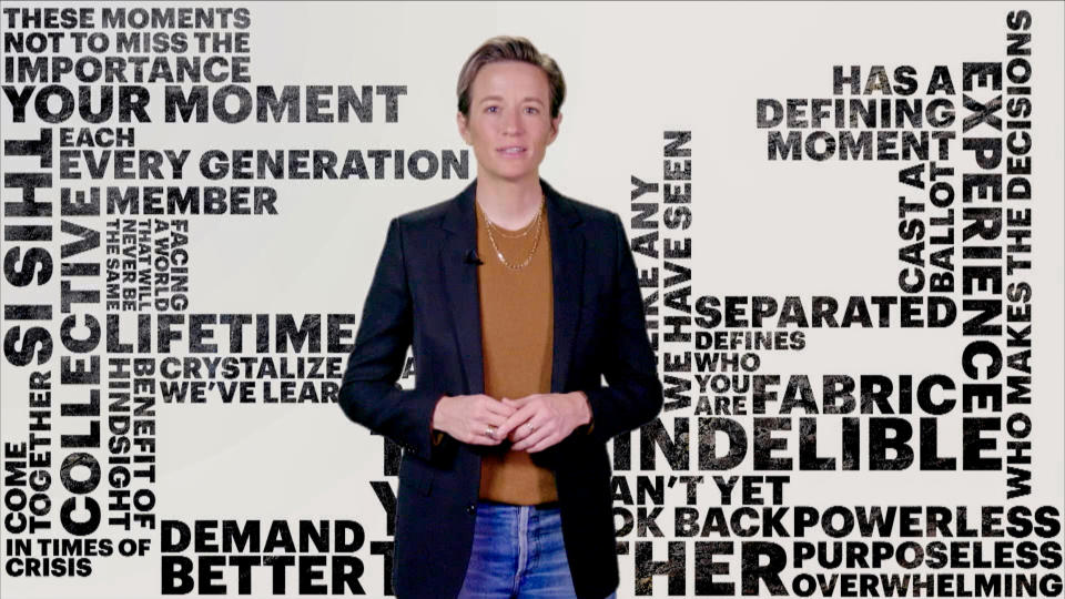 UNSPECIFIED - MAY 16: In this screengrab, Megan Rapinoe speaks during Graduate Together: America Honors the High School Class of 2020 on May 16, 2020. (Photo by Getty Images/Getty Images for EIF & XQ)