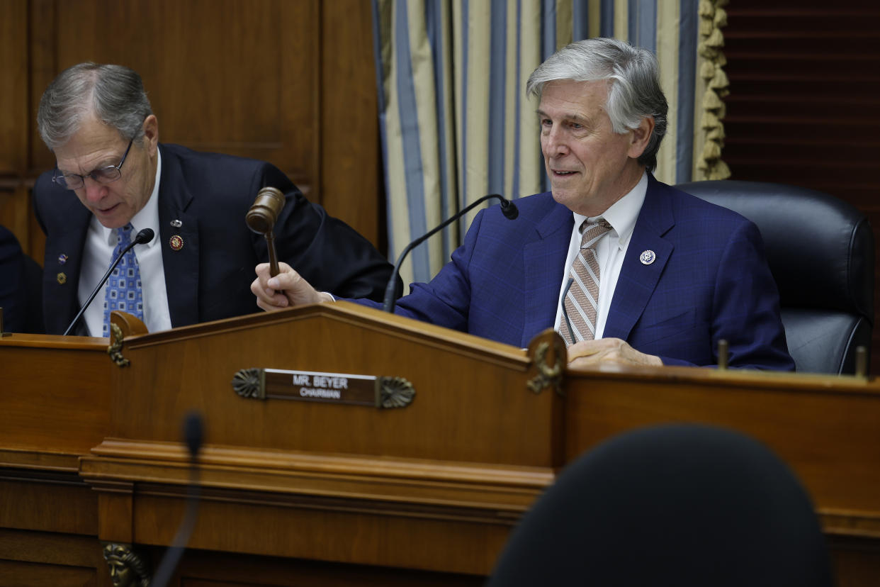 WASHINGTON, DC - NOVEMBER 16: House Science, Space, and Technology Committee Space and Aeronautics Subcommittee Chairman Don Beyer (D-VA) (R) gavels to order a hearing about recent scientific results produced by the James Webb Space Telescope with ranking member Rep. Brian Babin (R-TX) in the Rayburn House Office Building on Capitol Hill on November 16, 2022 in Washington, DC. NASA Astrophysics Division Director Dr. Mark Clampin shared a new image produced by the cutting-edge telescope of the protostar L1527 and answered questions about low- and high-energy micrometeoroid strikes that have affected Webb's productivity and longevity. (Photo by Chip Somodevilla/Getty Images)