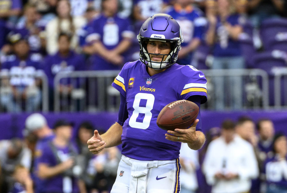 Minnesota Vikings QB Kirk Cousins warms up before a game against the Detroit Lions on Sept. 25. (Stephen Maturen/Getty Images)