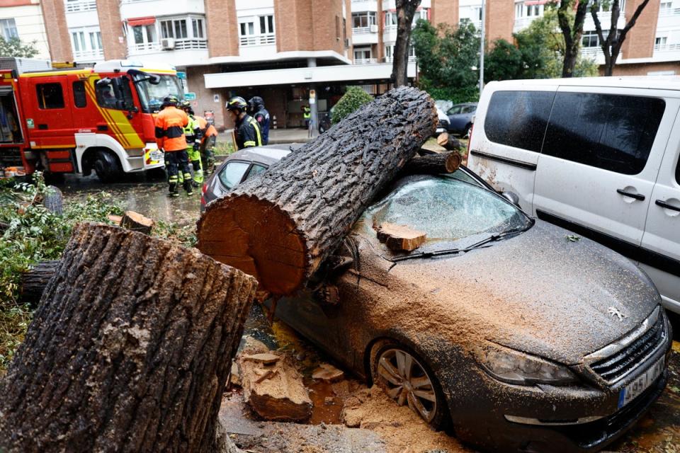 Cars, homes and buildings have been damaged as Storm Ciaran hits theUK (EPA)