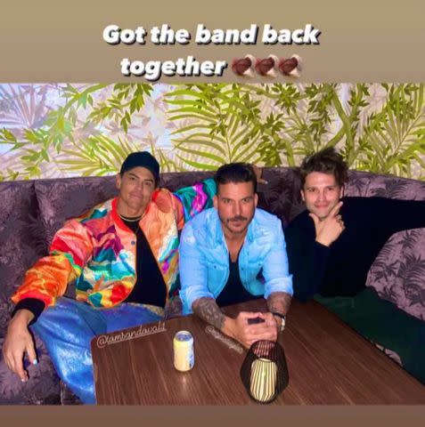 <p> Tom Schwartz/Instagram</p> From left: Tom Sandoval, Jax Taylor and Tom Schwartz hang out at Schwartz & Sandy's