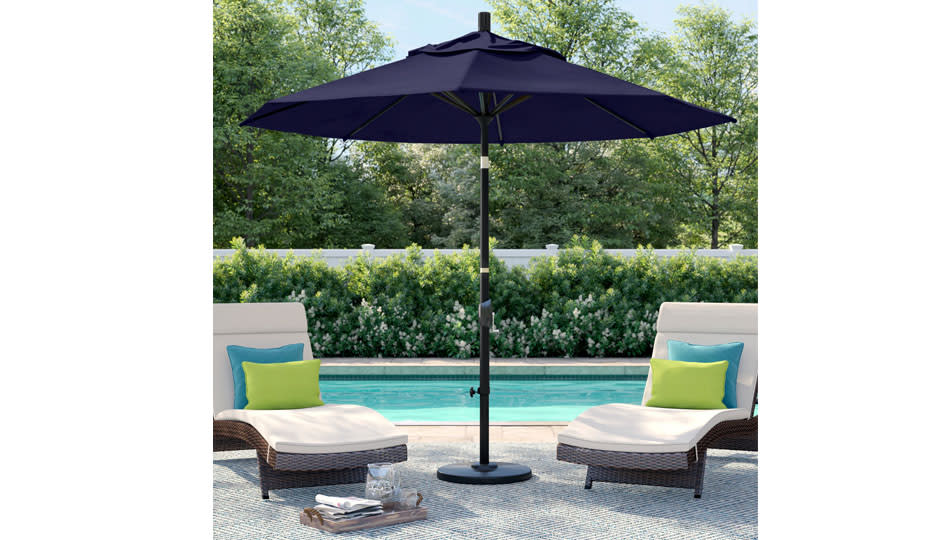 This well-made, generously sized umbrella angles for custom shade — and it's $80 off! (Photo: Wayfair)