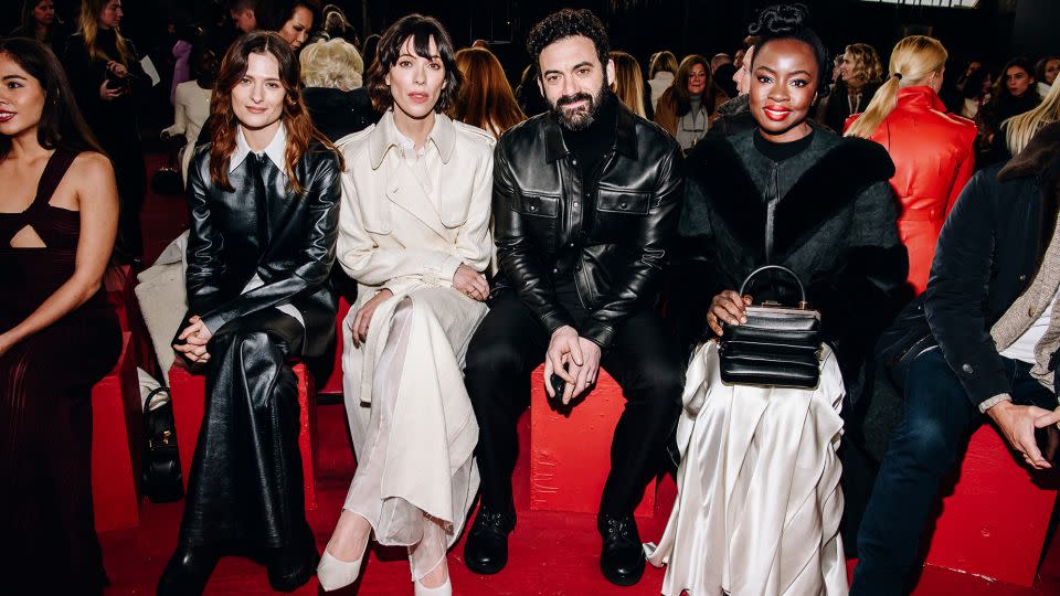 Louisa Jacobson, Rebecca Hall, Morgan Spector and Danai Gurira attend the Gabriela Hearst runway show in Brooklyn on February 13. - Nina Westervelt/WWD/Getty Images