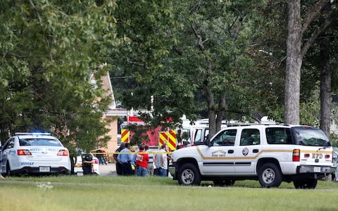 The scene where people were injured at the Burnette Chapel Church of Christ in Nashville - Credit: Jamie Gilliam/Reuters