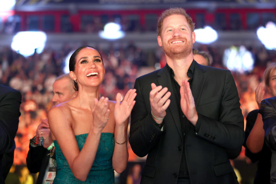 Prince Harry, Duke of Sussex, and Meghan, Duchess of Sussex attend the closing ceremony of the Invictus Games on Sept. 16, 2023 in Dusseldorf, Germany.  / Credit: Chris Jackson/Getty Images for the Invictus Games Foundation