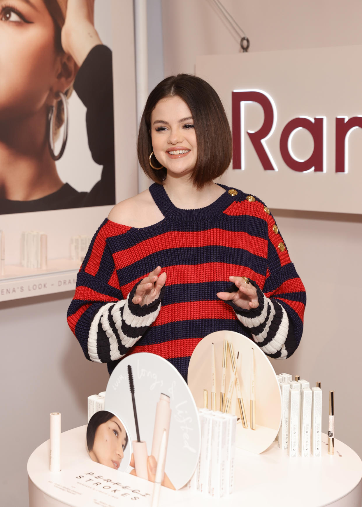 NEW YORK, NEW YORK - NOVEMBER 04: Rare Beauty founder and creator Selena Gomez visits Sephora Times Square on November 04, 2021 in New York City. (Photo by Mike Coppola/Getty Images for Rare Beauty)