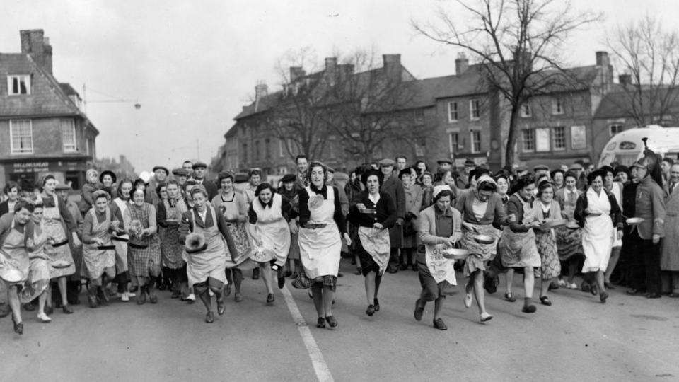 British country sports: pancake racing