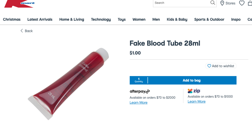 kmart fake blood