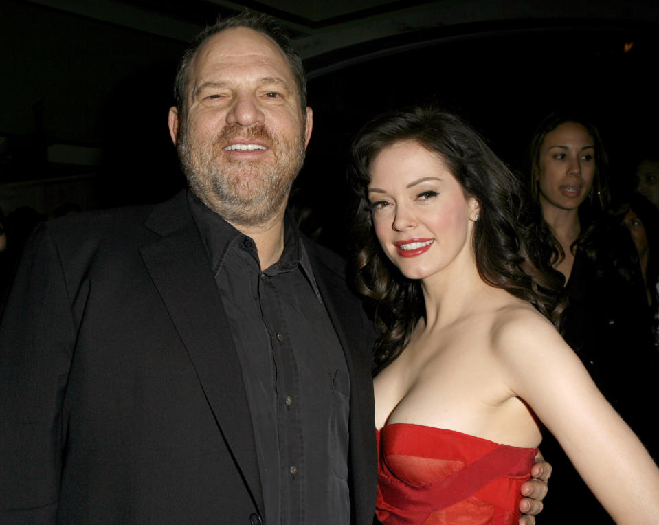 Harvey Weinstein and Rose McGowan in Los Angeles, California (Photo by Jeff Vespa/WireImage)