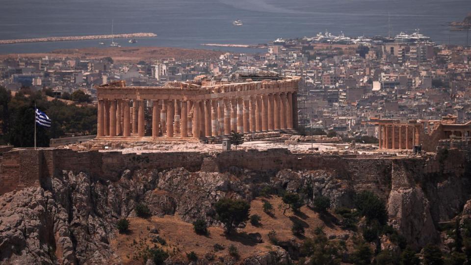 PHOTO: A view of the Parthenon temple as the Acropolis hill archaeological site is closed to visitors due to a heatwave hitting Athens, Greece, June 12, 2024.  (Alkis Konstantinidis/Reuters)