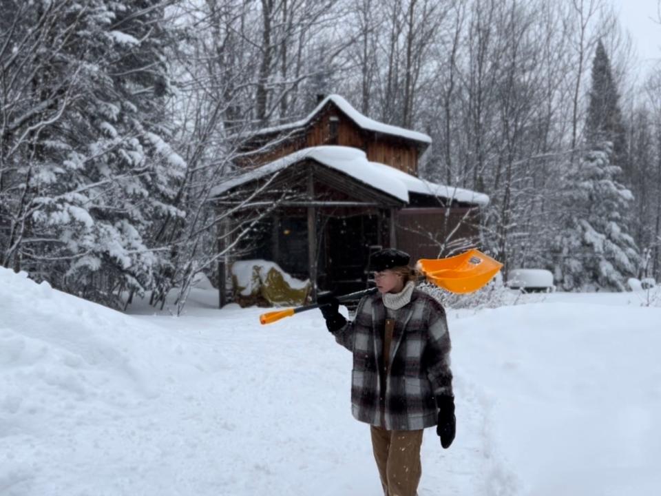 The exterior of the cottage during winter.