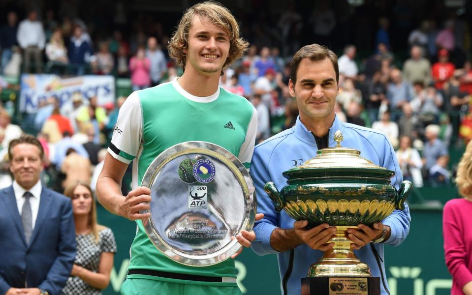 Alexander Zverev and Roger Federer - Roger Federer turns back the clock ahead of Wimbledon - Credit: Getty Images