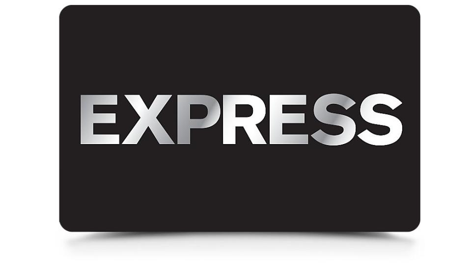 Black card with Express logo on it.