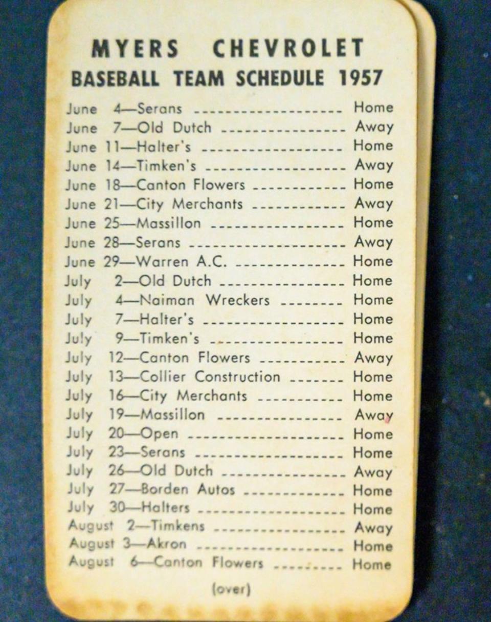 Además de calendarios anuales, tenía los de varios equipos deportivos de su escuela con las fechas de sus partidos durante 1957. (Foto: Facebook / <a href="http://www.facebook.com/NCCSvikings/photos/a.229493767250325/1271918596341165/?type=3&theater" rel="nofollow noopener" target="_blank" data-ylk="slk:North Canton City Schools;elm:context_link;itc:0;sec:content-canvas" class="link ">North Canton City Schools</a>).
