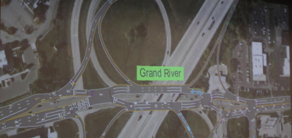 The Michigan Department of Transportation hosted a public meeting Nov. 30 at the Brighton Police Department to discuss the I-96/Grand River Avenue project in Brighton. An animated video simulated the route of traffic for the diverting diamond interchange.