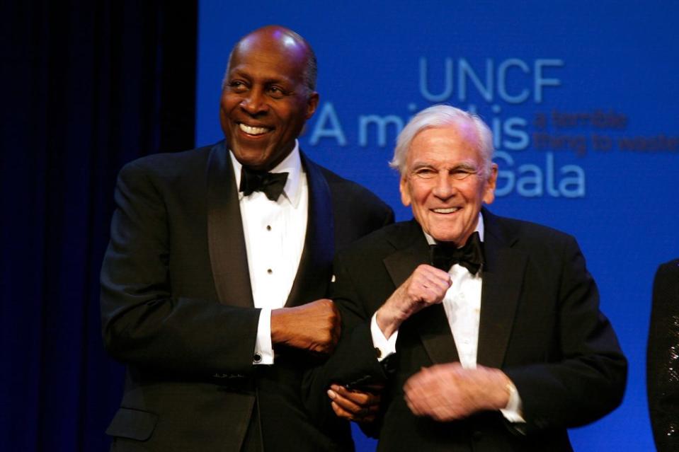 Vernon Jordan and Chairman Emeritus of Young & Rubicon Edward Ney attend the 40th Anniversary Gala for “A Mind Is A Terrible Thing To Waste” Campaign at The New York Marriott Marquis on March 3, 2011 in New York City. (Photo by Andy Kropa/Getty Images)