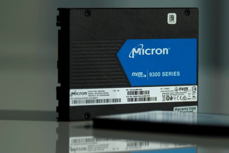 Micron Technology's hard drive for data center customers is presented at a product launch event in San Francisco