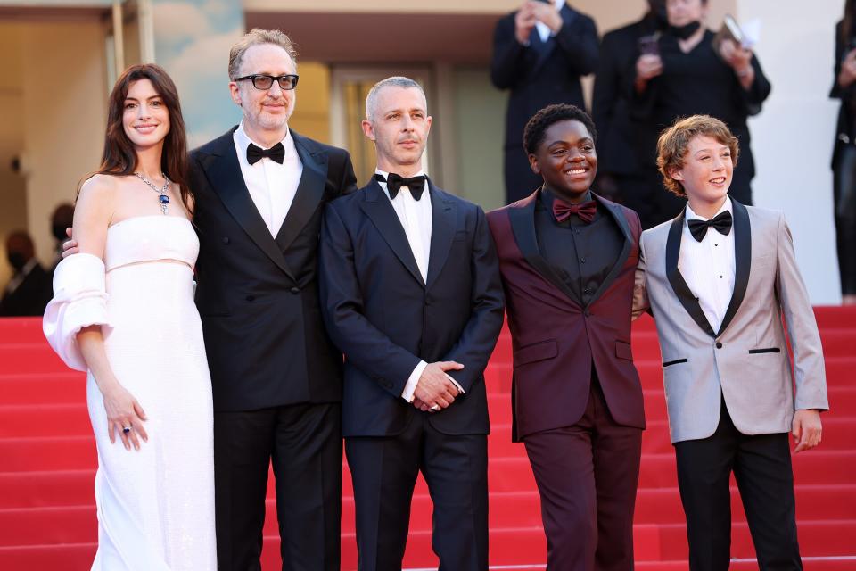 Cannes Film Festival 2022 Anne Hathaway, Director James Gray, Jeremy Strong, Michael Banks Repeta and Jaylin Webb attend the screening of "Armageddon Time" during the 75th annual Cannes film festival at Palais des Festivals on May 19, 2022 in Cannes, France.