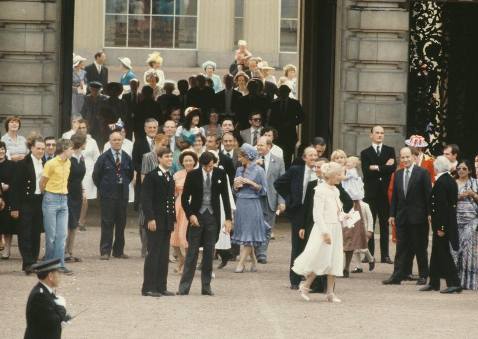 Guests at Buckingham Palace after the wedding of Prince Charles and Lady Diana Spencer in London, 29th July 1981