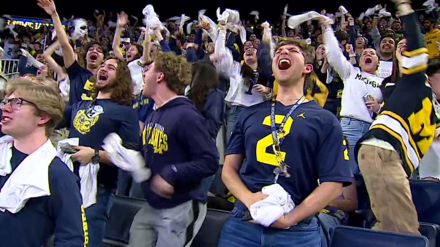 Student watch party at the Crisler Center at the University of Michigan during the National Championship game in Houston. (Jan. 8, 2024)