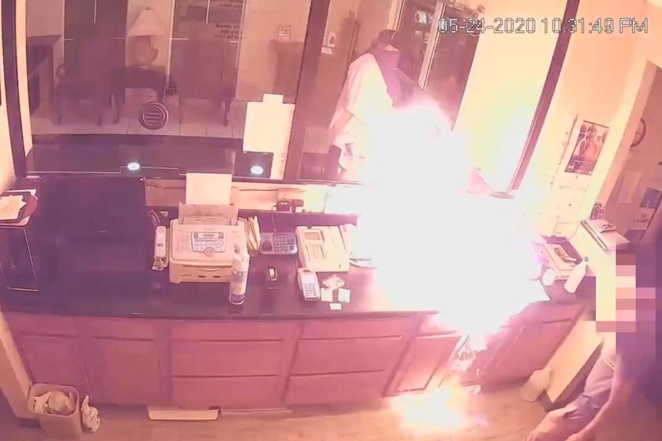 Police are hunting the man after he threatened to burn the hotel worker alive (Fort Worth fire department)