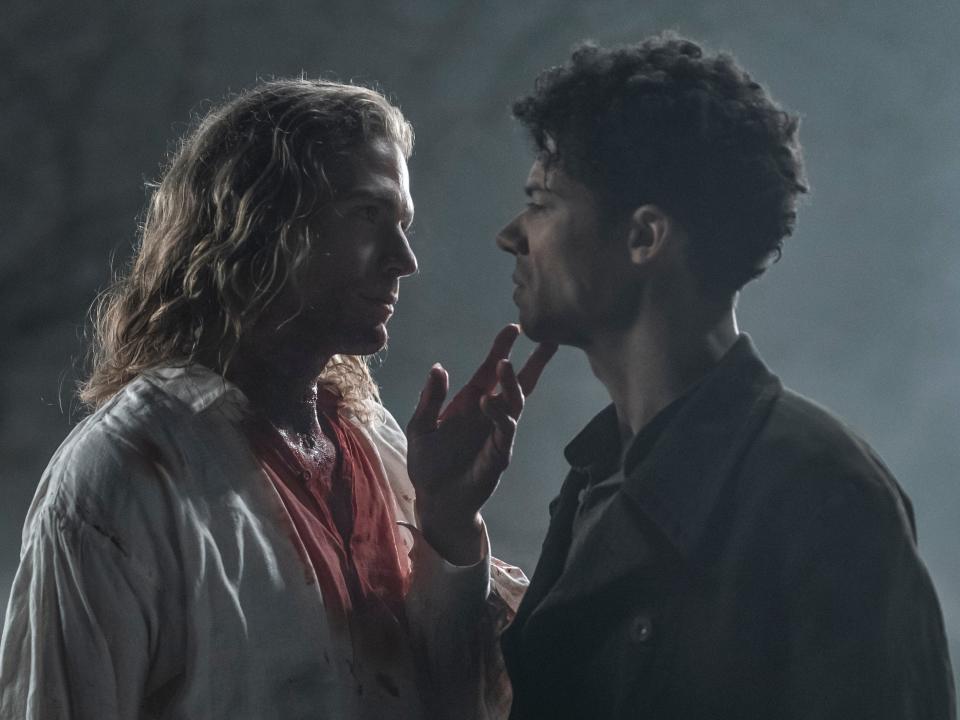 Jacob Anderson as Louis De Point Du Lac and Sam Reid as Lestat De Lioncourt in "Interview with the Vampire"