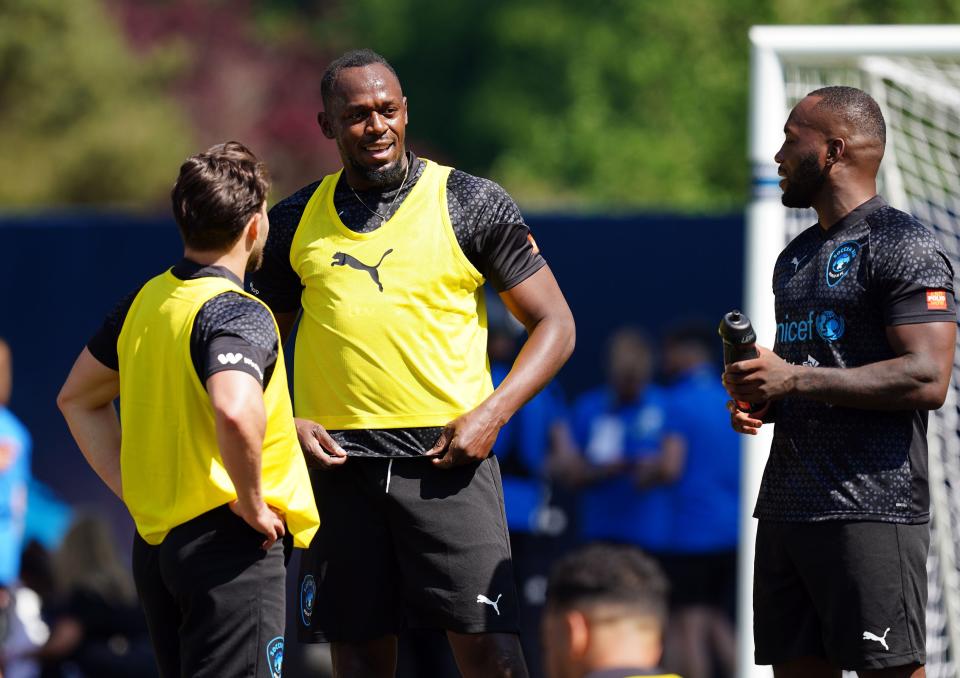 World XI's Usain Bolt during a training session at Champneys Tring (PA)