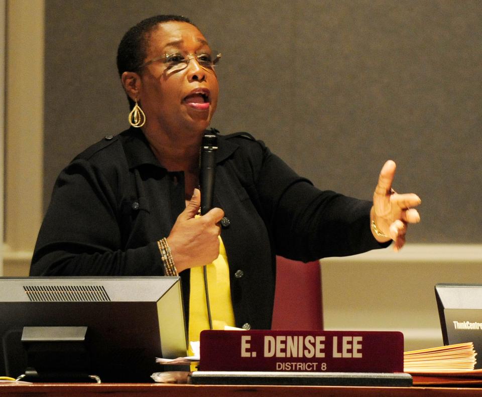 E. Denise Lee spoke at length in 2013 as Jacksonville's City Council met deep into the night to hash out decisions about details of the city's budget for the following year.