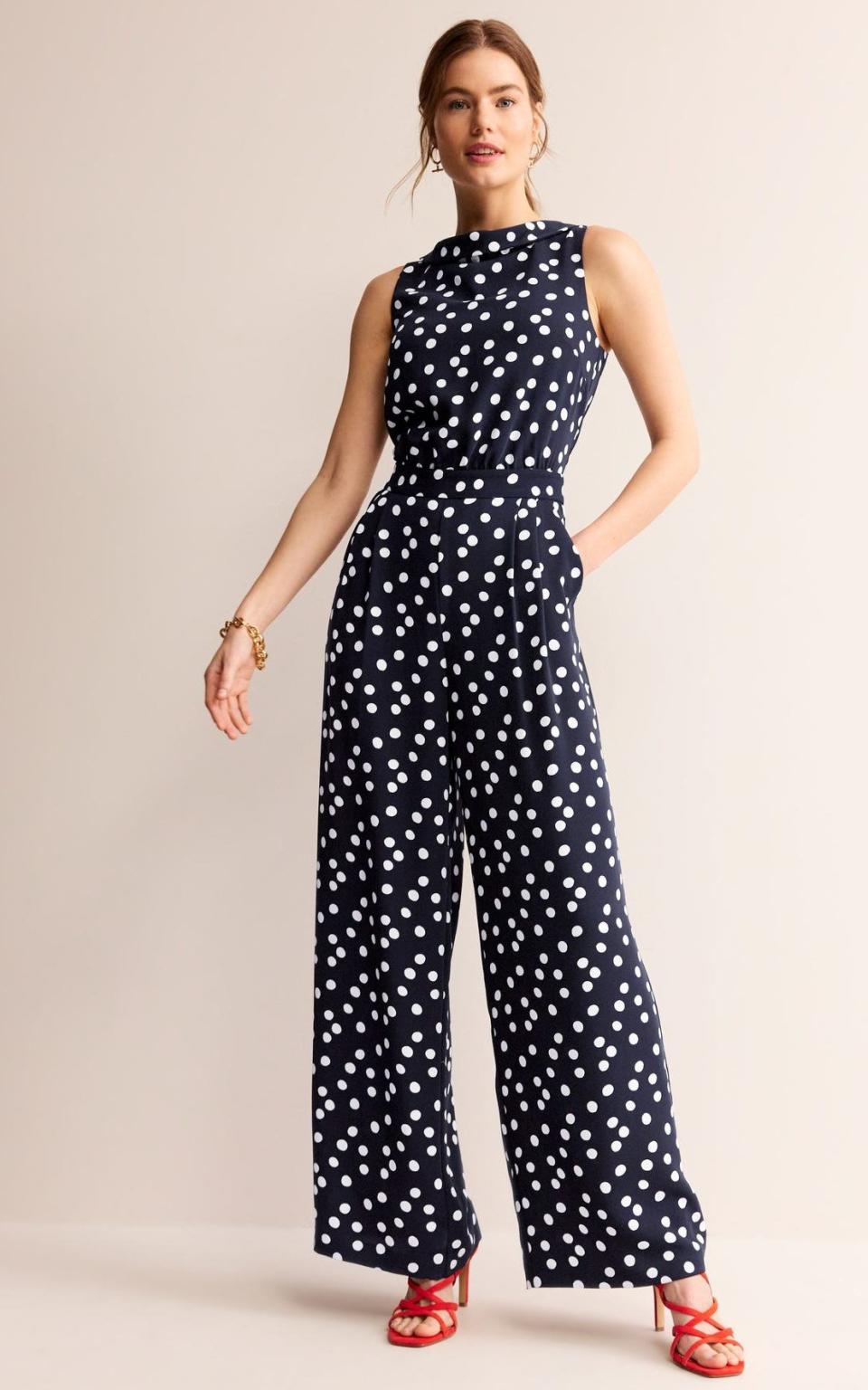 Polka dot jumpsuit, £150, Boden