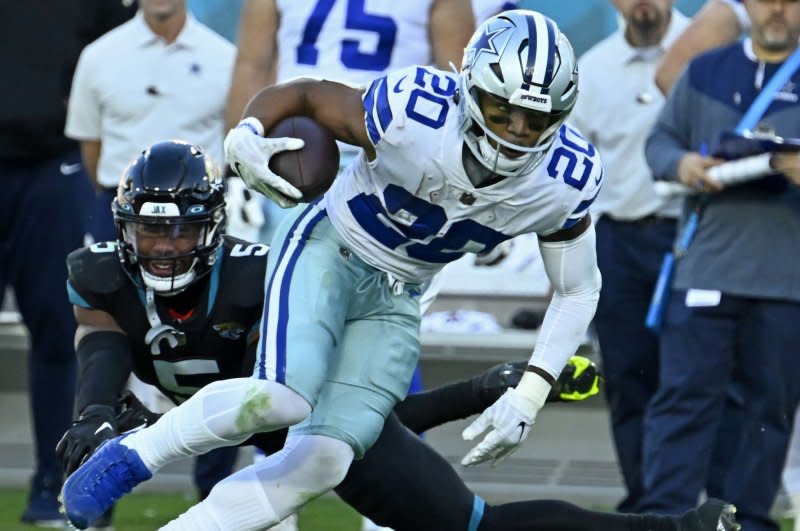 Tony Pollard of the Dallas Cowboys is a Top 5 running back play this week in fantasy football. File Photo by Joe Marino/UPI