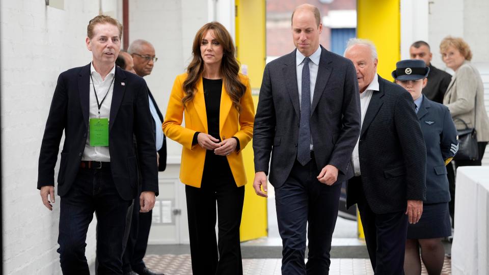 Prince William, Prince of Wales and Catherine, Princess of Wales arrive to join young people as they host a forum to mark World Mental Health Day
