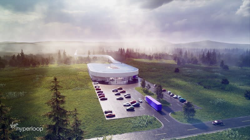 Virgin Hyperloop's forthcoming certification center and test track to be built in West Virginia in an artist's rendition