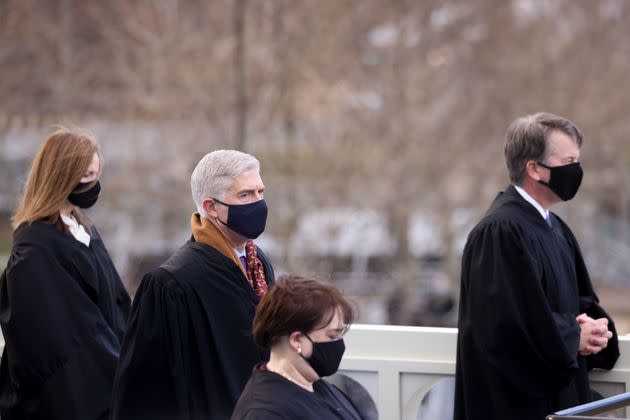 The addition of Justices Amy Coney Barrett, Neil Gorsuch and Brett Kavanaugh swung the court hard to the right empowering conservatives to bring cases like Merrill v. Milligan. (Photo: JONATHAN ERNST via Getty Images)