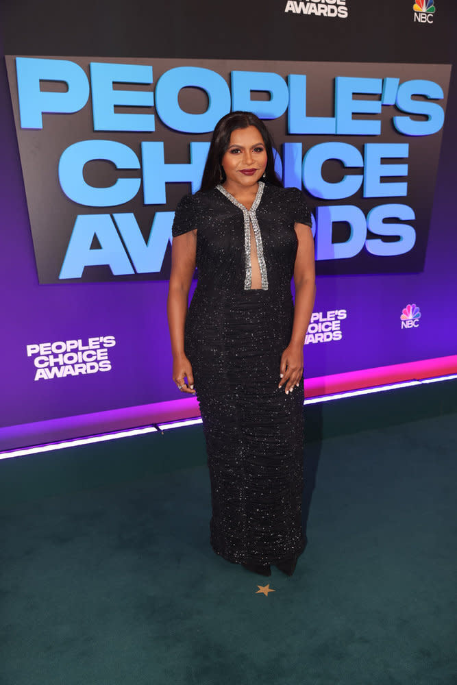 Mindy Kaling arrives to the 2021 People’s Choice Awards held at the Barker Hangar, Santa Monica, on December 7, 2021. - Credit: Christopher Polk/NBCUniversal
