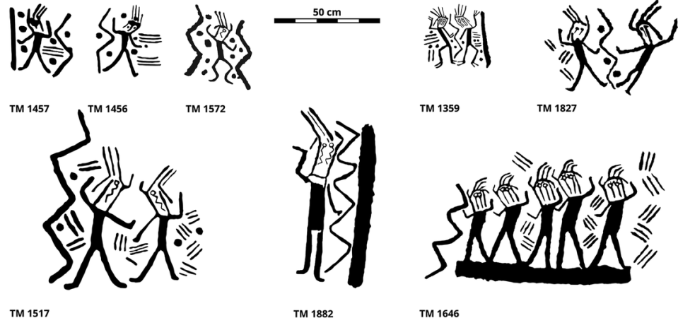 Many drawings depicted dancers, some with more intricate faces, and they were surrounded by zigzag lines representing music, the researchers said.