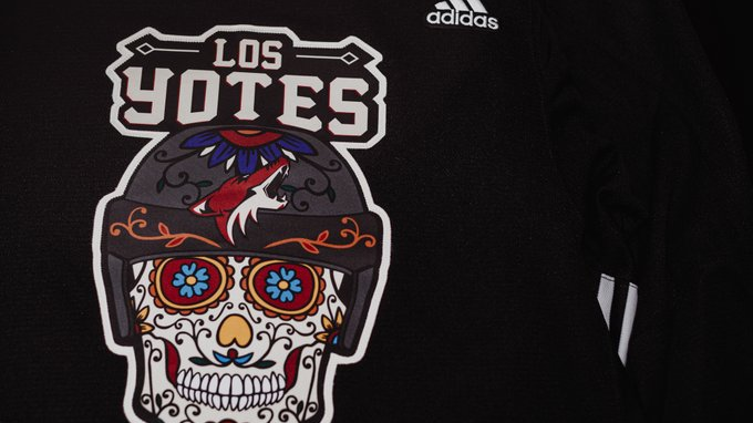 The 'Los Yotes' jerseys the Arizona Coyotes will wear for warm up for their 'Noche de los Yotes' night.