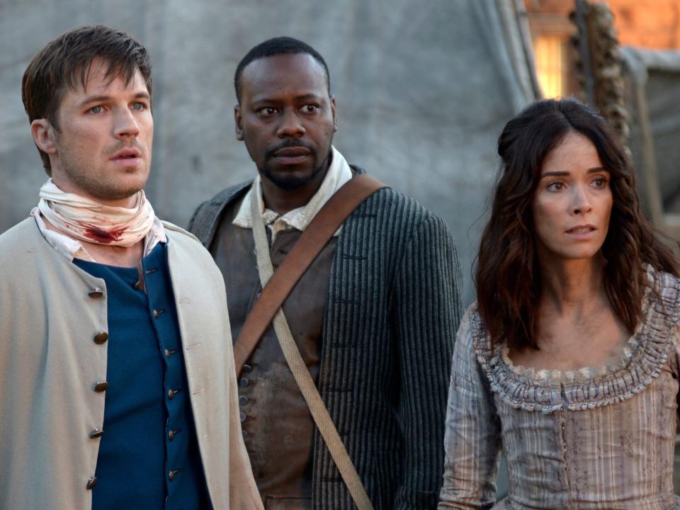 Malcolm Barrett, Abigail Spencer, and Matt Lanter in "Timeless."