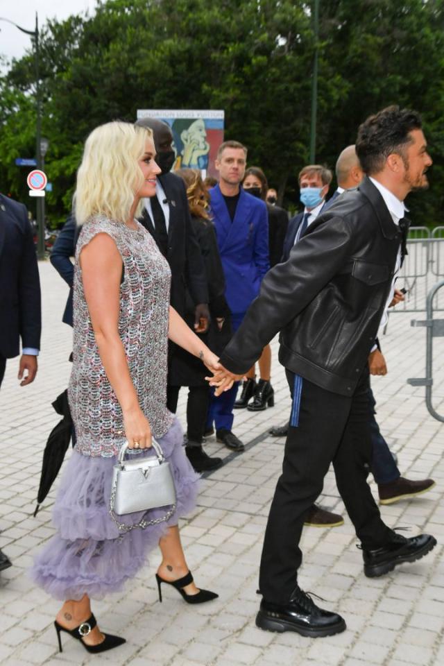 Katy Perry and Orlando Bloom attend the Louis Vuitton Fragrance Dinner at  the Louis Vuitton Foundation