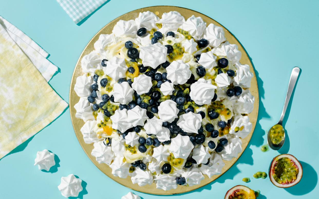 Blueberry, lemon and passion fruit pavlova - Haarala Hamilton