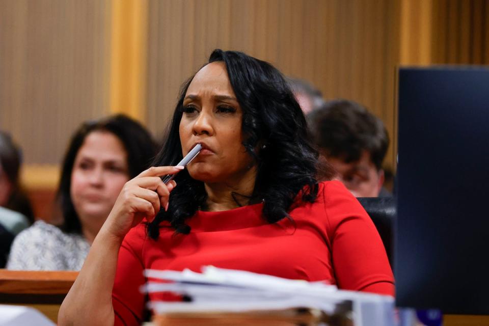 Fulton County District Attorney Fani Willis looks on during a hearing in the case of the State of Georgia v. Donald John Trump. (Getty Images)