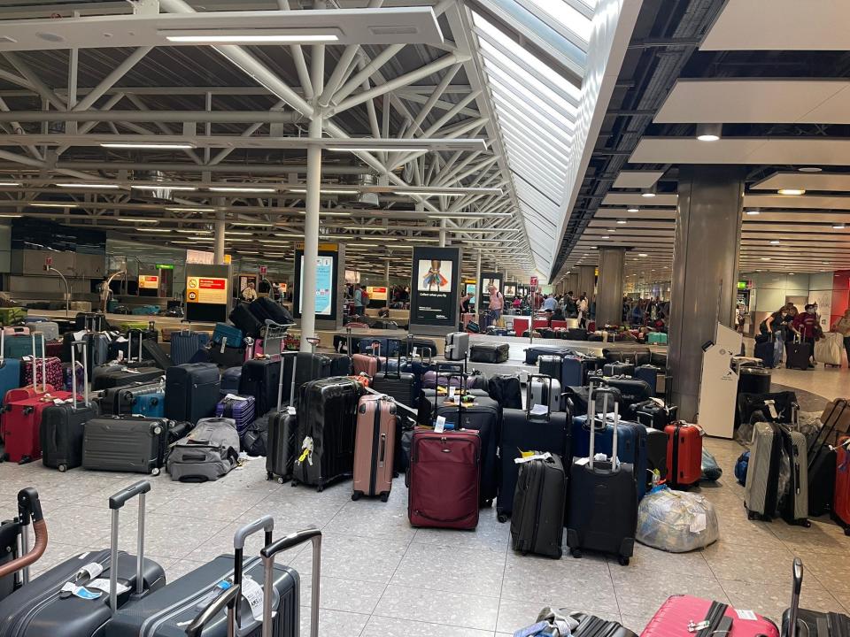 A picture showing abandoned luggage in Heathrow's Terminal 5.